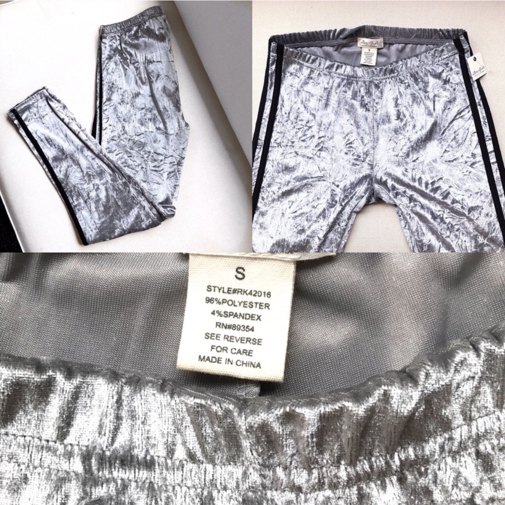 Silver Plush Leggings with Black Stripes! ☁️ - Picture 3 of 4